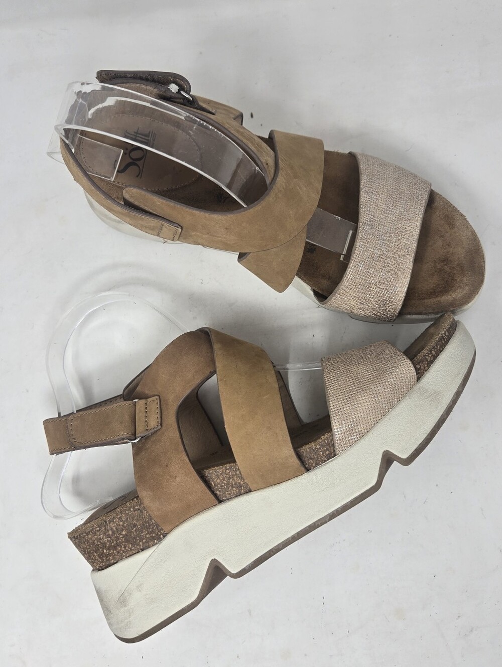 SOFFT Leather Slip on Open Toe Slingback Platform Sandals Women's Size 9 1/2M